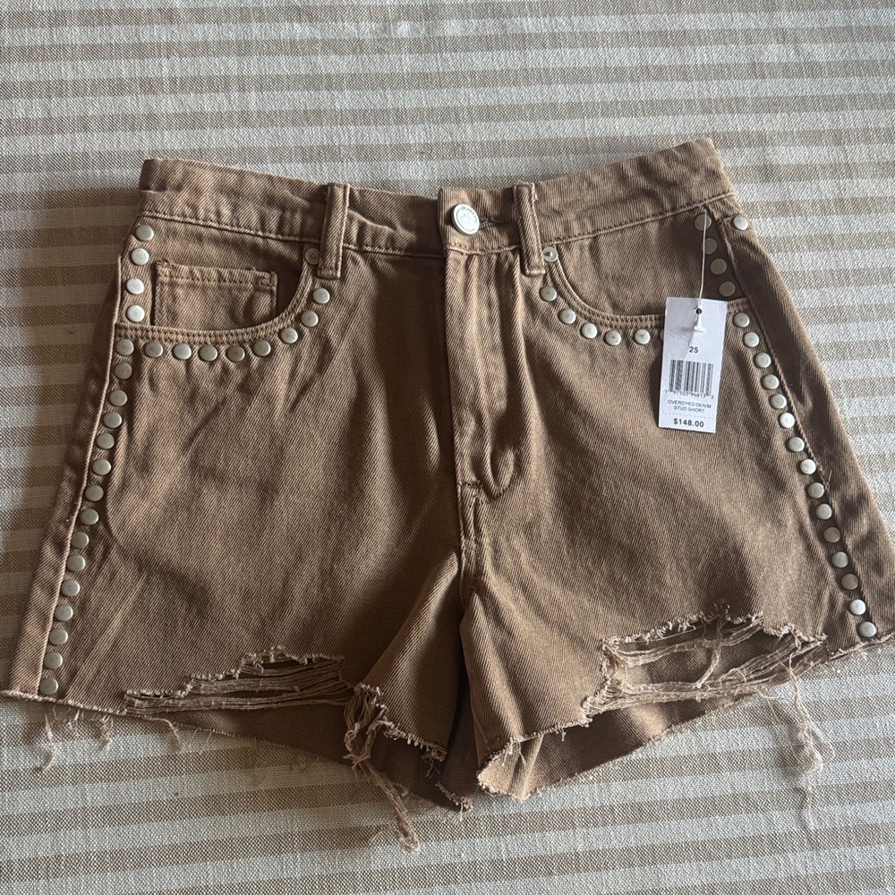Blank NYC Tan Studded Jean Shorts